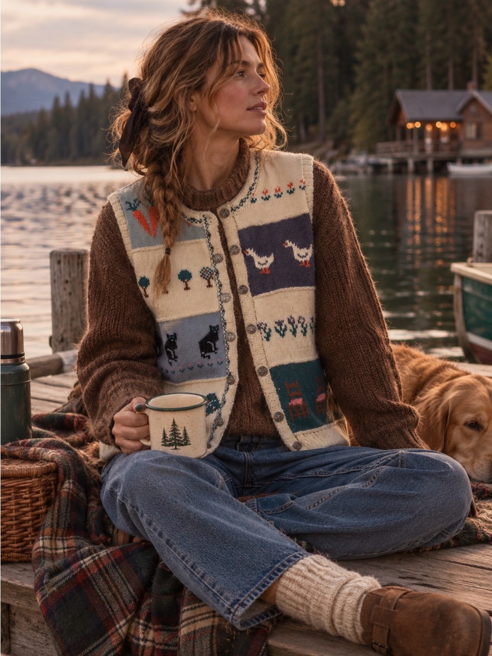 Blueberry Woolens 100% Cotton Novelty Vest - Picture 4 of 5